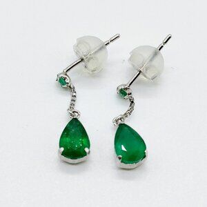 Jewelry Pierced Earring Emerald 0.8ct Gold 457269